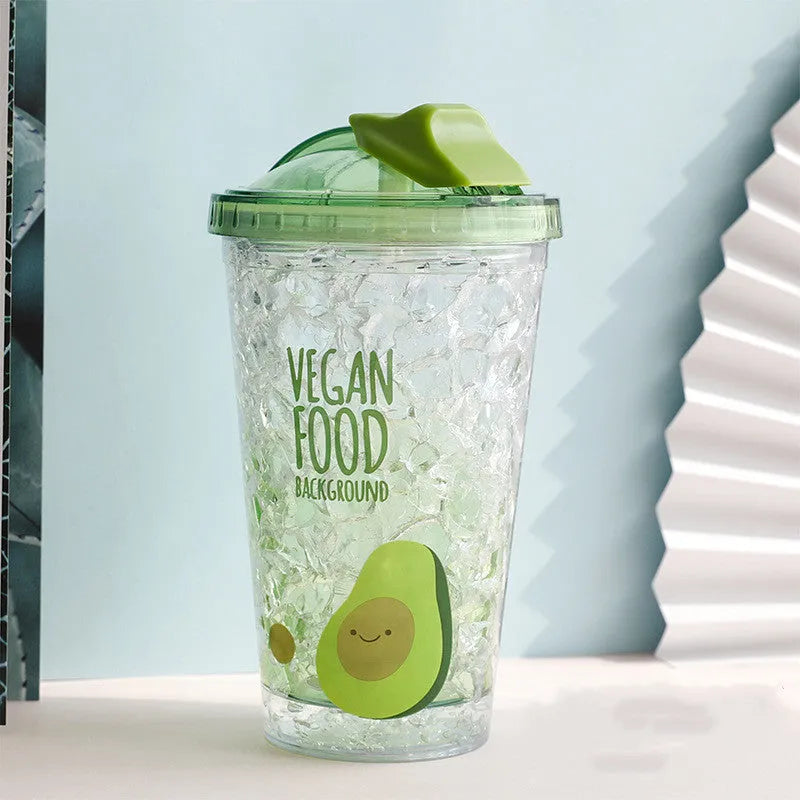 Double Layer Cartoon Summer Oush lid Ice Cup To Keep Cold Water Cup - Bellarte Enchanté Double Layer Cartoon Summer Oush lid Ice Cup To Keep Cold Water Cup